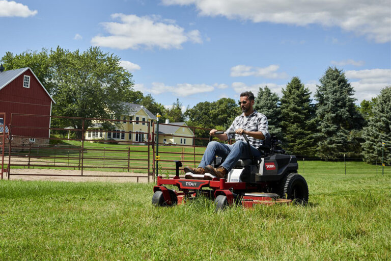 Toro Titan MyRide mower cutting grass