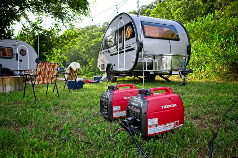 Honda portable generators at camp site