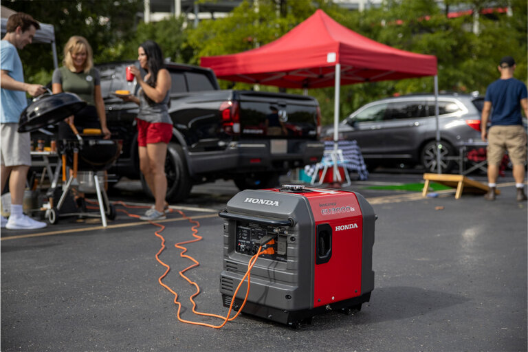 Honda portable generator at a tailgate party