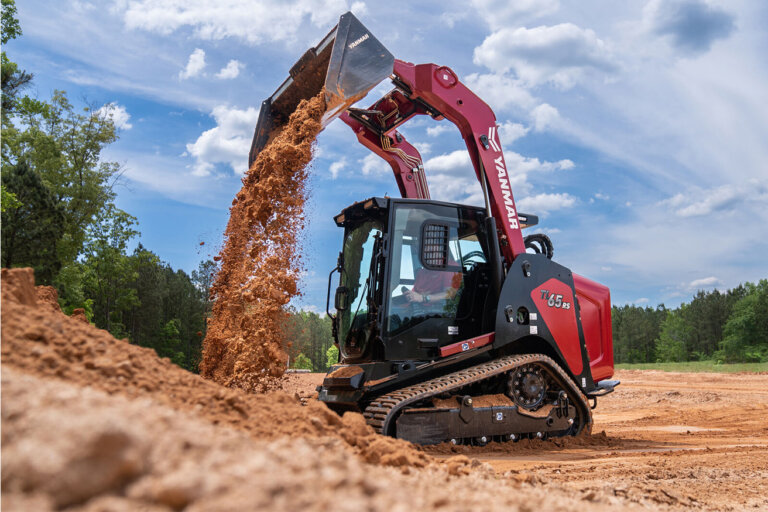 Yanmar track loader moving dirt