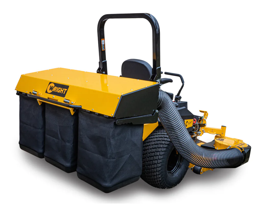 Wright GCS bagger on the back of a Wright zero turn mower
