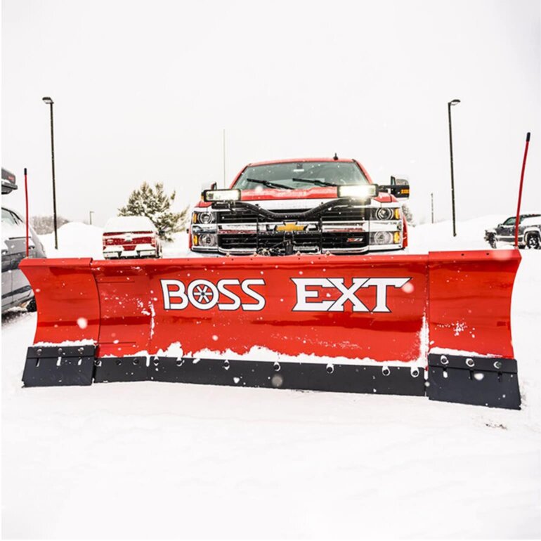 BOSS EXT snow plow plowing snow