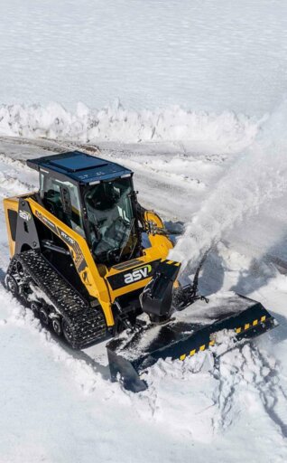ASV track loader removing snow
