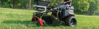 Z-Aerate stand on aerator side view in yard