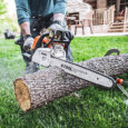 Stihl homeowner model chainsaw cutting log