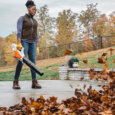 Stihl handheld blower blowing leaves