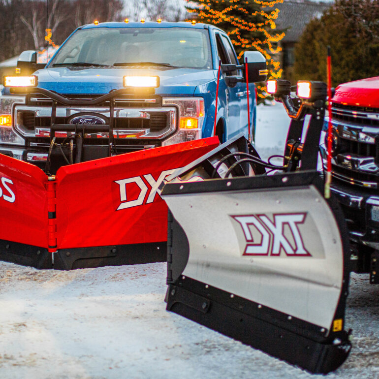 Close up view BOSS DXT snow plows