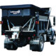 SaltDogg PRO6000 salt spreader on the back of a black heavy duty commercial truck on a white background