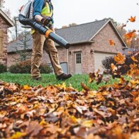Stihl backpack blower moving leaves