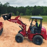 Yanmar wheel loader moving dirt