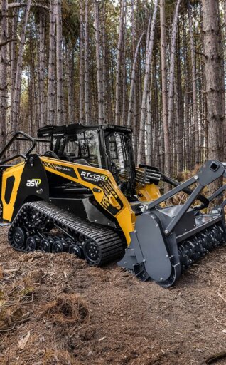 ASV RT135 forestry track loaders in forest