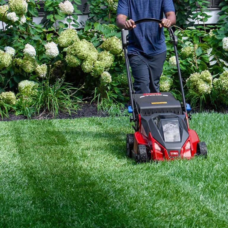 Toro Stripe mower cutting grass